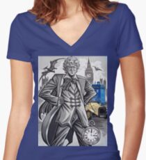 The Third Doctor Women's Fitted V-Neck T-Shirt