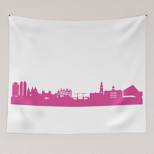 Item preview, Amsterdam skyline pink designed and sold by 44spaces.
