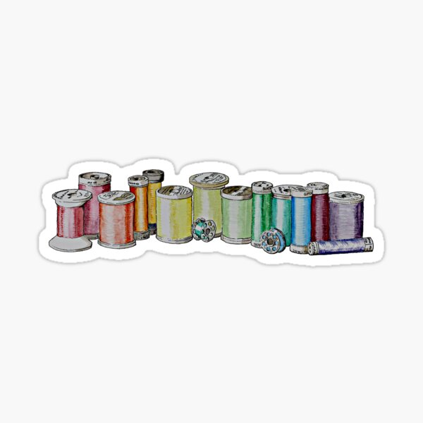 Item preview, Sewing thread and bobbins in aquarelle and fineliner  designed and sold by Emmy Meester.