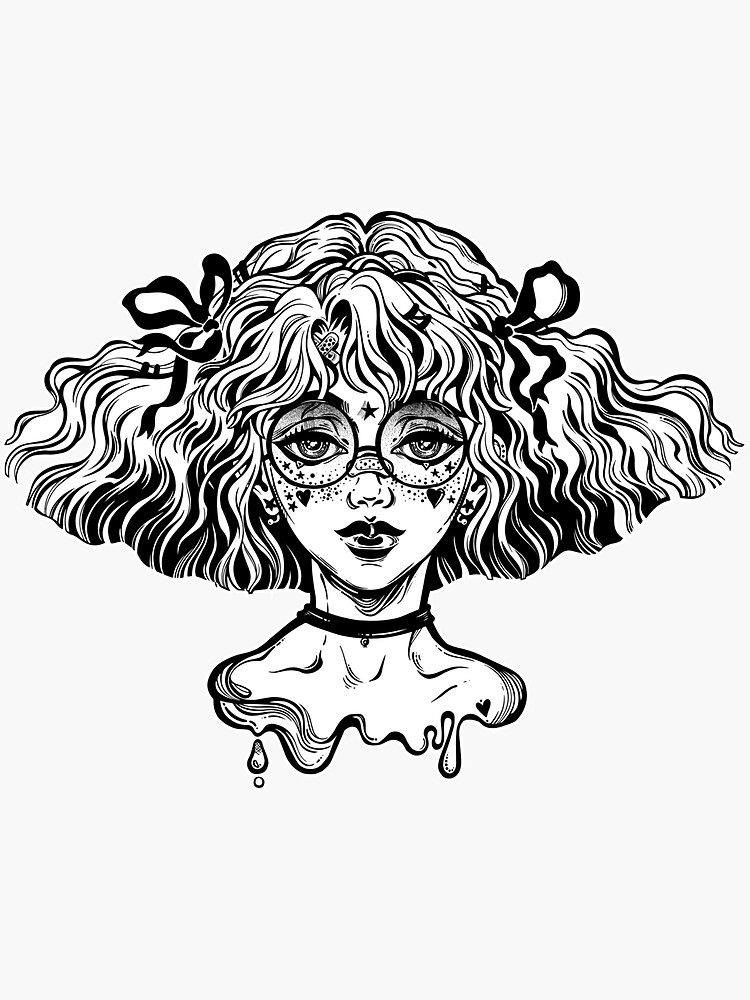 Sub culture girl with wavy hairstyle and cute make up and glasses. by KatjaGerasimova