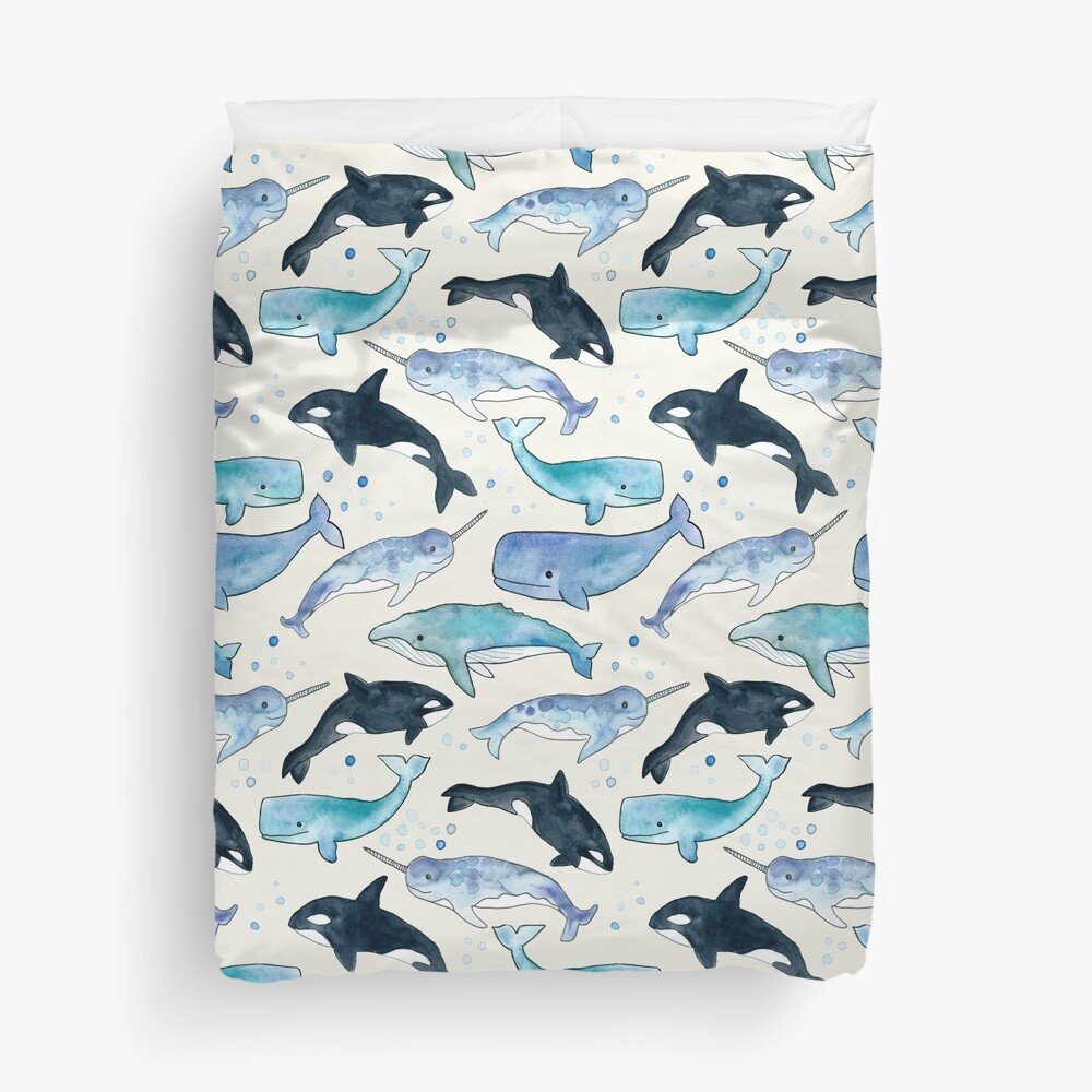Whales, Orcas & Narwhals Duvet Cover