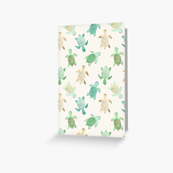Gilded Jade & Mint Turtles Greeting Card