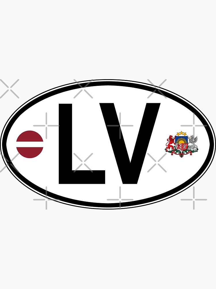 Latvia Lv Flag Oval Sticker