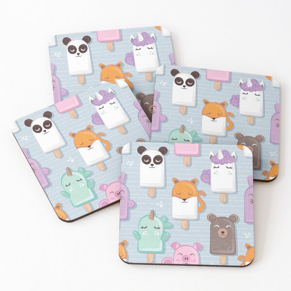 Item preview, Kawaii Cuddly Animal Ice Creams // pale blue background designed and sold by SelmaCardoso.
