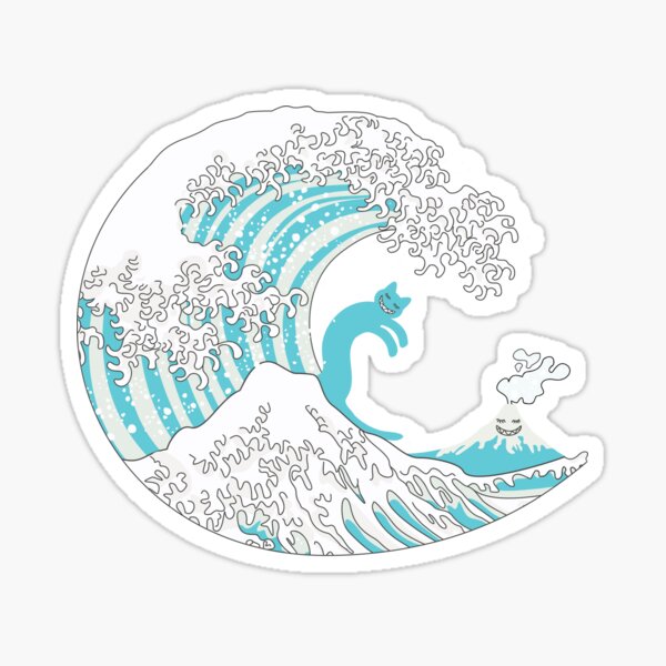 Psychodelic Kunagawa Surfer Cat Sticker