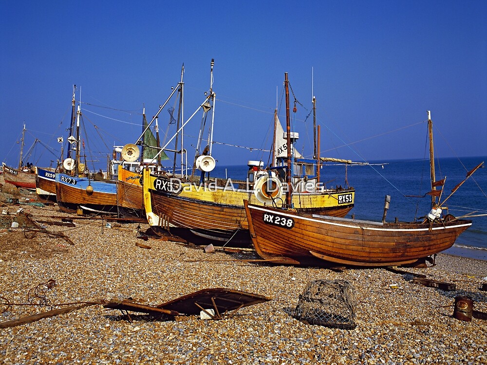 "Fishing boats on Hastings beach East Sussex, UK" by David A. L. Davies