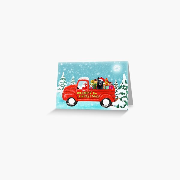 Christmas Santa Black German Shepherd Dog Christmas gifts delivery truck Greeting Card