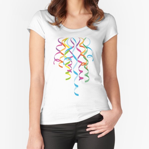 Karneval Luftschlangen Dekoration Silvester Tailliertes Rundhals-Shirt