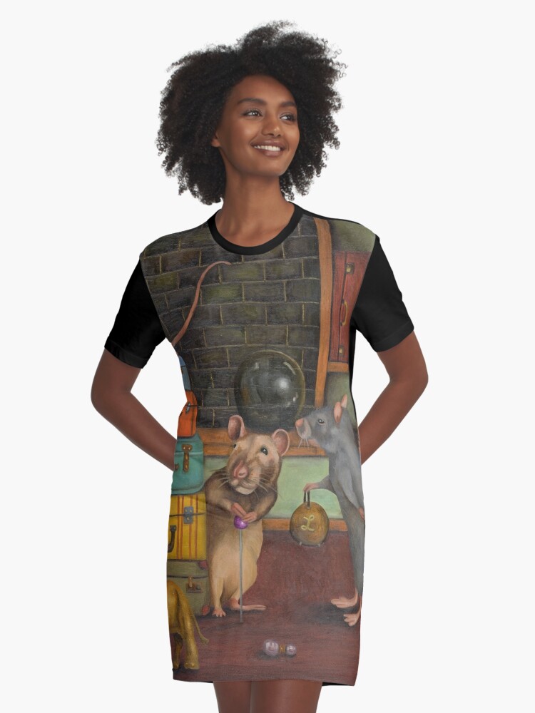Graphic T-Shirt Dress, Pack Rat's designed and sold by LeahSaulnier