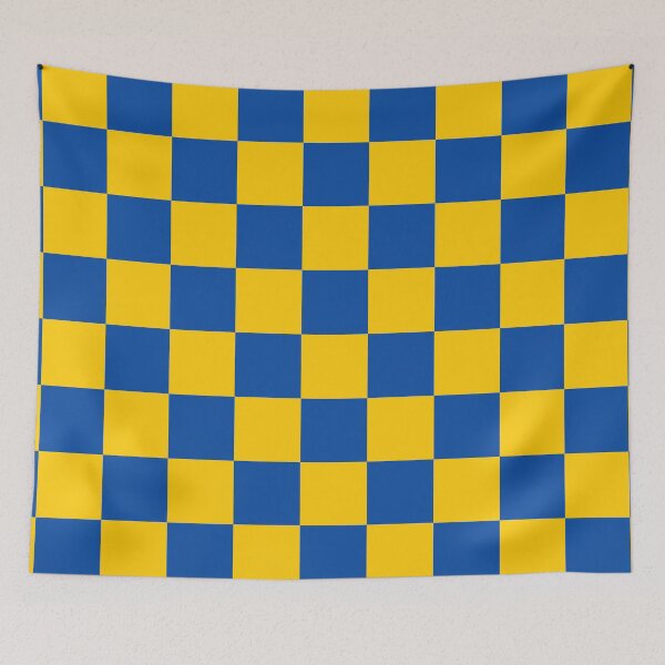 Item preview, Leeds United Blue and Yellow Checkered Fan Flag designed and sold by Sporting Colour.