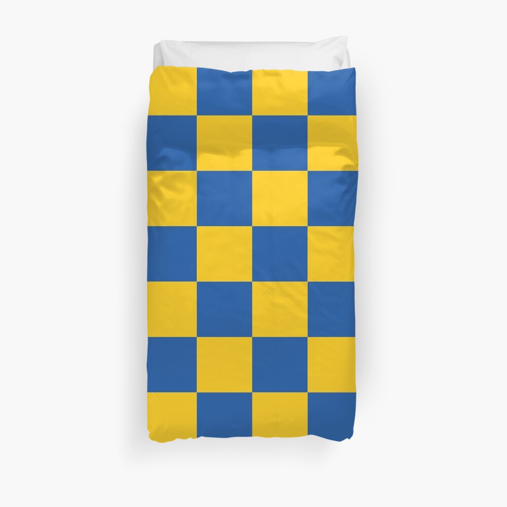 Leeds United Blue And Yellow Checkered Fan Flag Duvet Cover By
