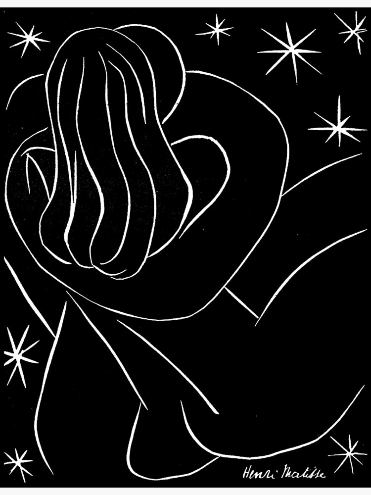 STARRY NIGHT COUPLE : Vintage Matisse Black and White Painting Print by posterbobs