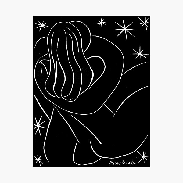 STARRY NIGHT COUPLE : Vintage Matisse Black and White Painting Print Photographic Print