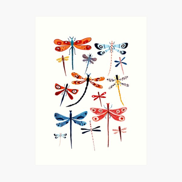Woodland Dragonflies Art Print