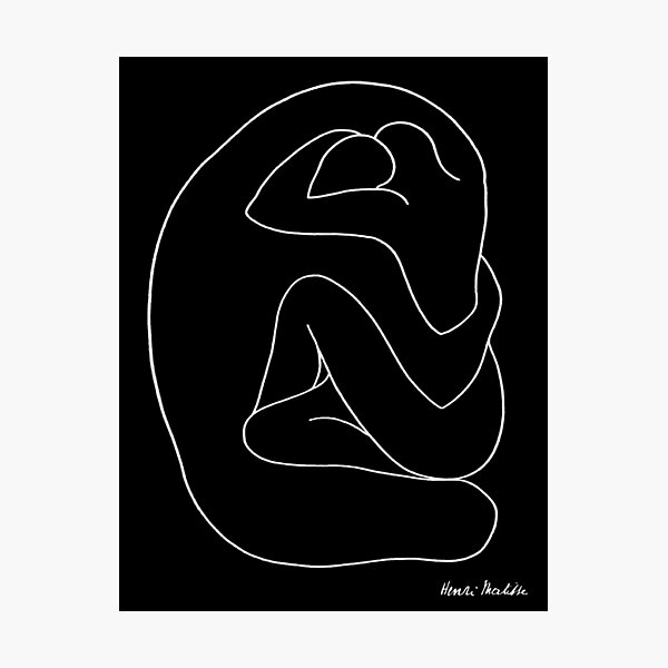 COUPLE EMBRACING : Vintage Matisse Silhouette Painting Print Photographic Print
