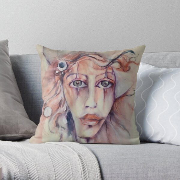 La donna pagliaccio - The clown woman Throw Pillow