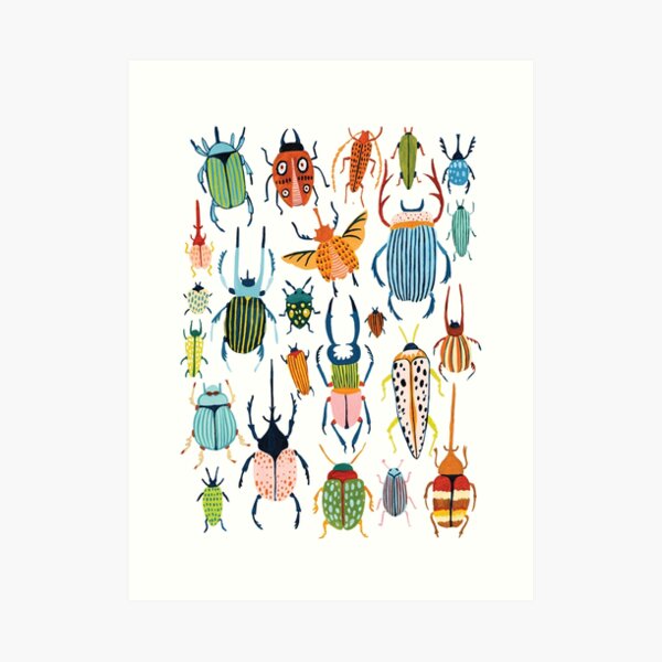 Woodland Beetles Art Print