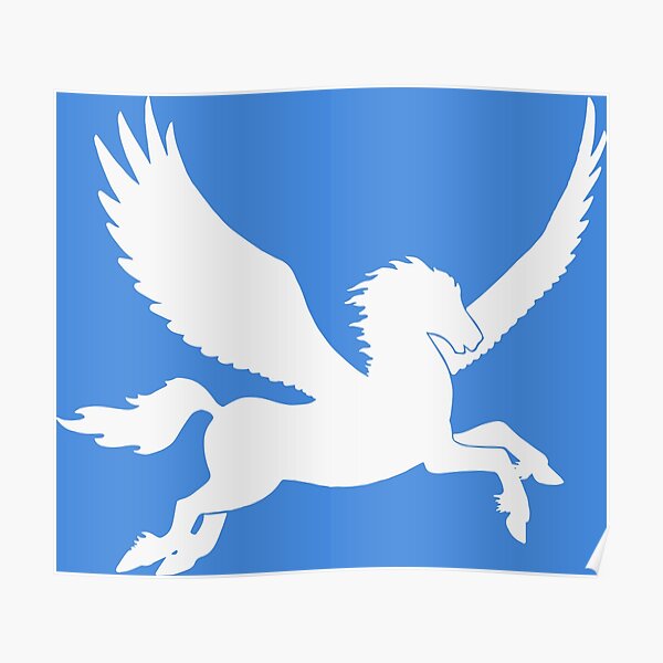 White Pegasus Silhouette Poster