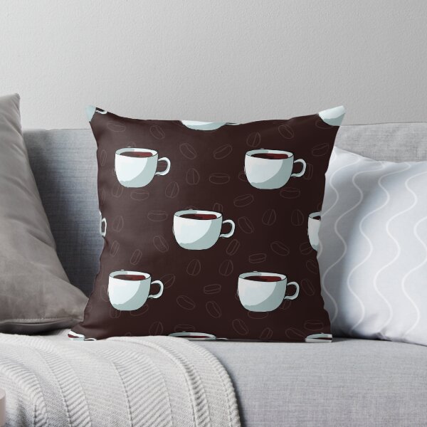 Seamless pattern of cups, hand-draw style. Throw Pillow