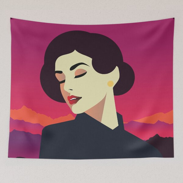 Item preview, Art Deco A Sleeper`s Retro Girl Posing Country Side Sunset Vintage Style designed and sold by 108dragons.