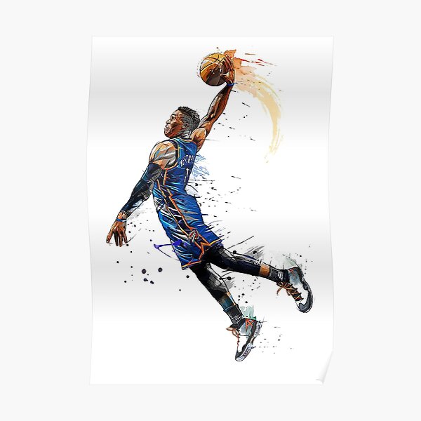Russell Westbrook Dunking - Art Poster