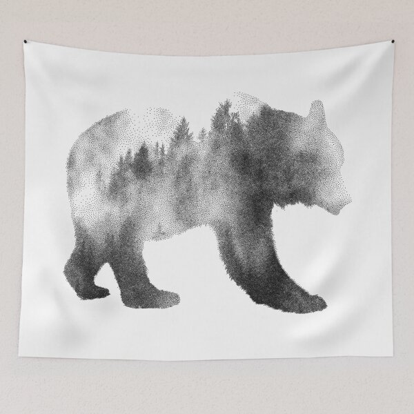 Item preview, Dramabite Double Exposure Wild Bear Stipple Art designed and sold by dramabite.
