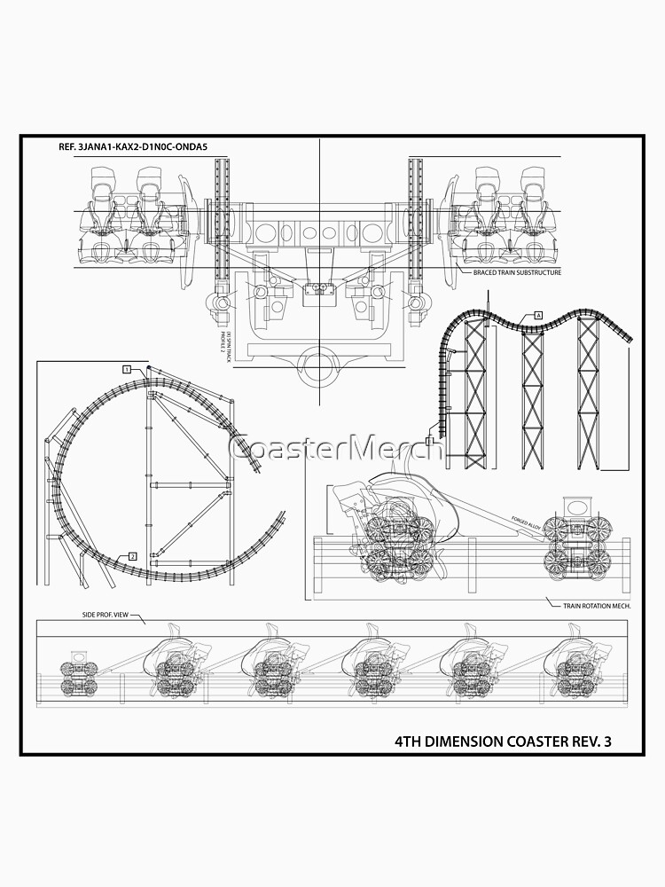 Arrow/S&S 4 Dimensional Coaster Blueprint - Black by CoasterMerch