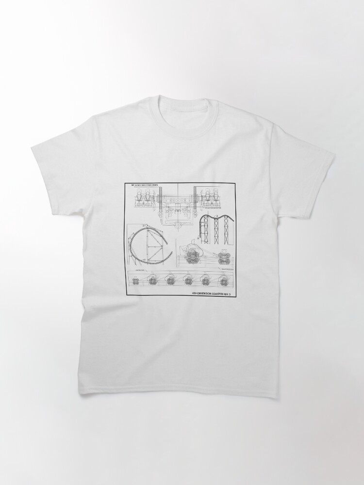 Alternate view of Arrow/S&S 4 Dimensional Coaster Blueprint - Black Classic T-Shirt