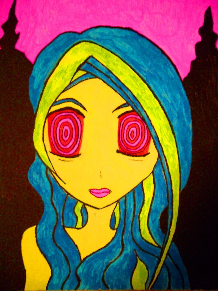 "Psychedelic Anime Girl" by PsyHye | Redbubble