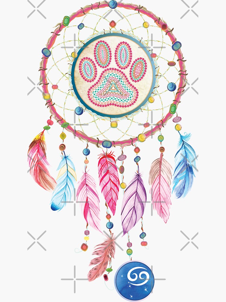 "Dream Catcher Hippie Boho Dog Paw Cat Mom Cancer Zodiac Born June July