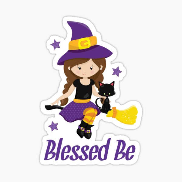 Item preview, Wicca Witch Gift Blessed Be Pagan Shirt Decor Besom Cat Stickers Gifts designed and sold by TheOnyxCastle.