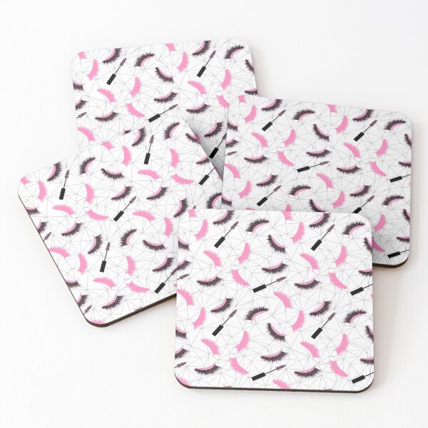 Item preview, Lashes and mascara with pink glitter effect and net seamless pattern designed and sold by sashica.