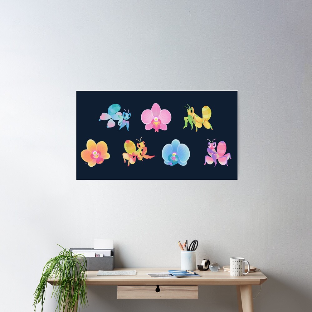 Orchid mantis - dark Poster