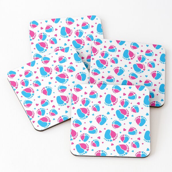 Item preview, Seamless Pattern with Baby Feet  and Hearts in blue and pink color designed and sold by sashica.