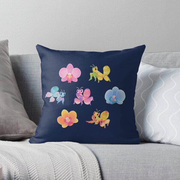 Orchid mantis - dark Throw Pillow