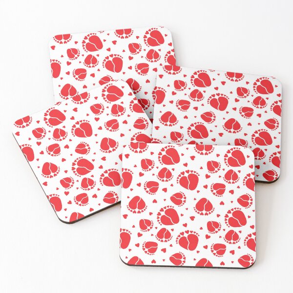 Item preview, Baby Feet and Hearts Seamless Pattern in red color  designed and sold by sashica.