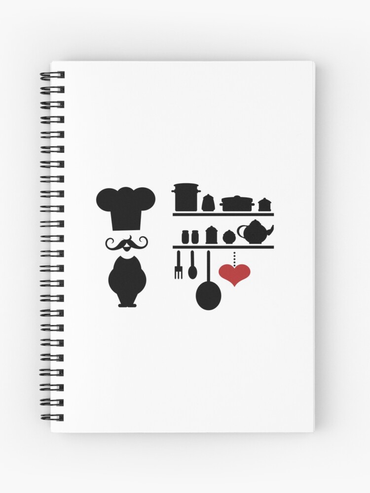 Cuaderno de espiral «Silueta de chef con elementos de cocina.» de  SooperYela | Redbubble