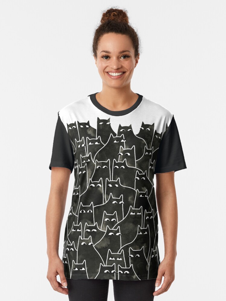 Thumbnail 2 of 5, Graphic T-Shirt, Suspicious Cats designed and sold by littleclyde.