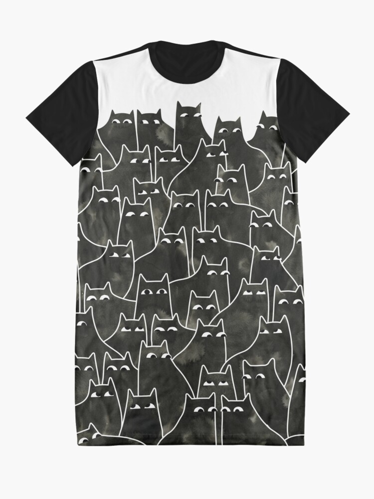 Thumbnail 3 of 5, Graphic T-Shirt Dress, Suspicious Cats designed and sold by littleclyde.