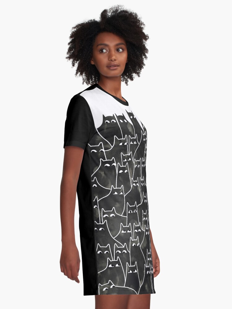 Thumbnail 2 of 5, Graphic T-Shirt Dress, Suspicious Cats designed and sold by littleclyde.
