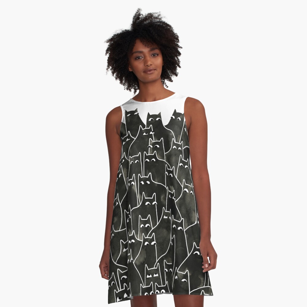Suspicious Cats A-Line Dress
