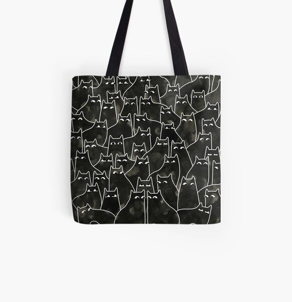 Suspicious Cats All Over Print Tote Bag