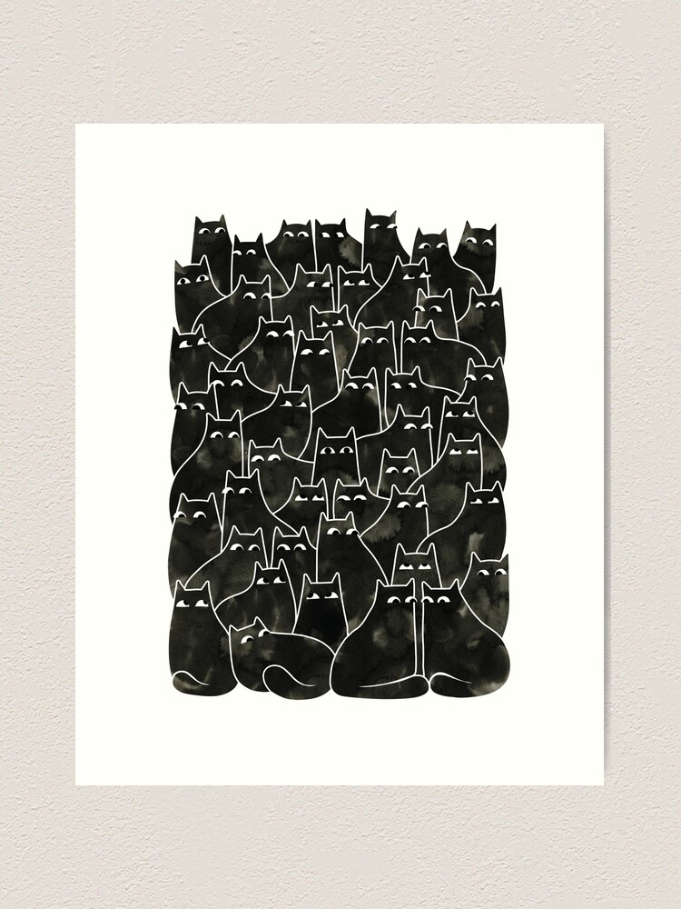 Thumbnail 1 of 3, Art Print, Suspicious Cats designed and sold by littleclyde.