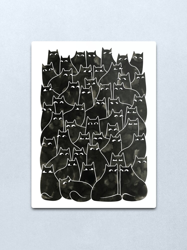 Alternate view of Suspicious Cats Metal Print