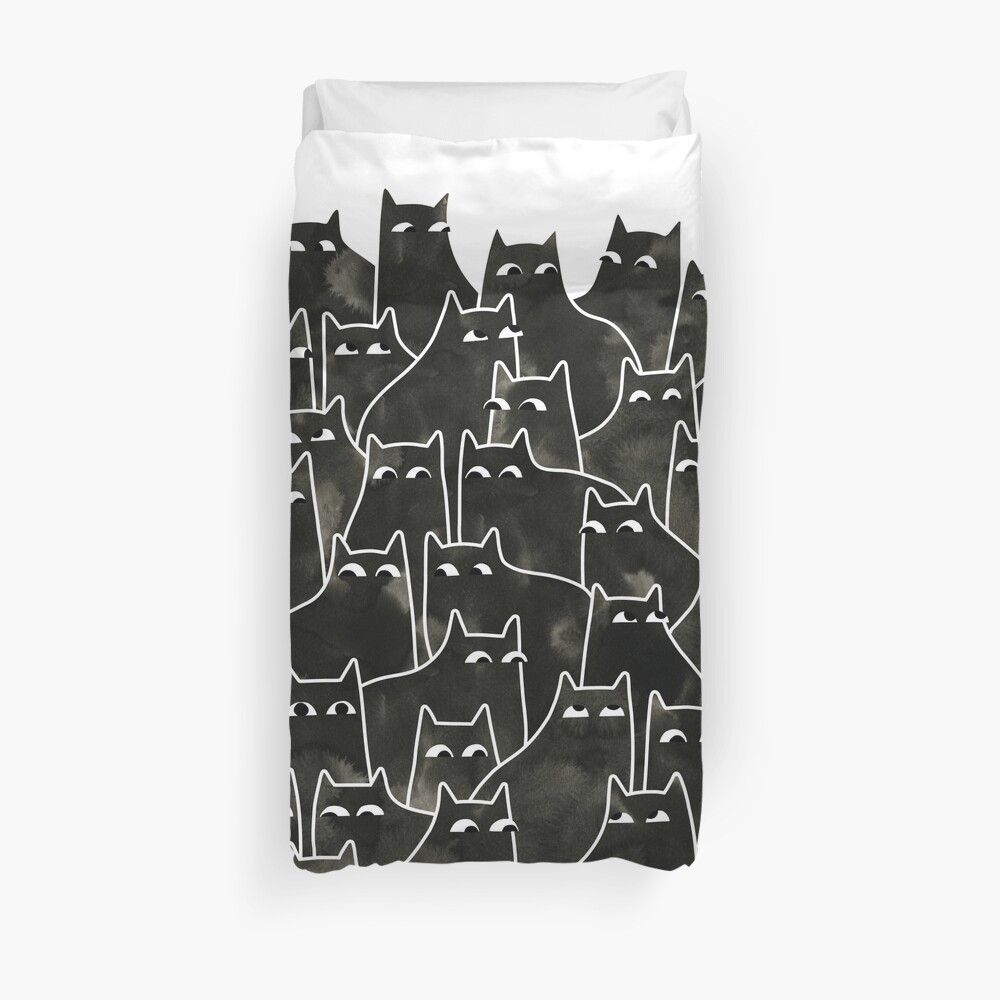 Suspicious Cats Duvet Cover