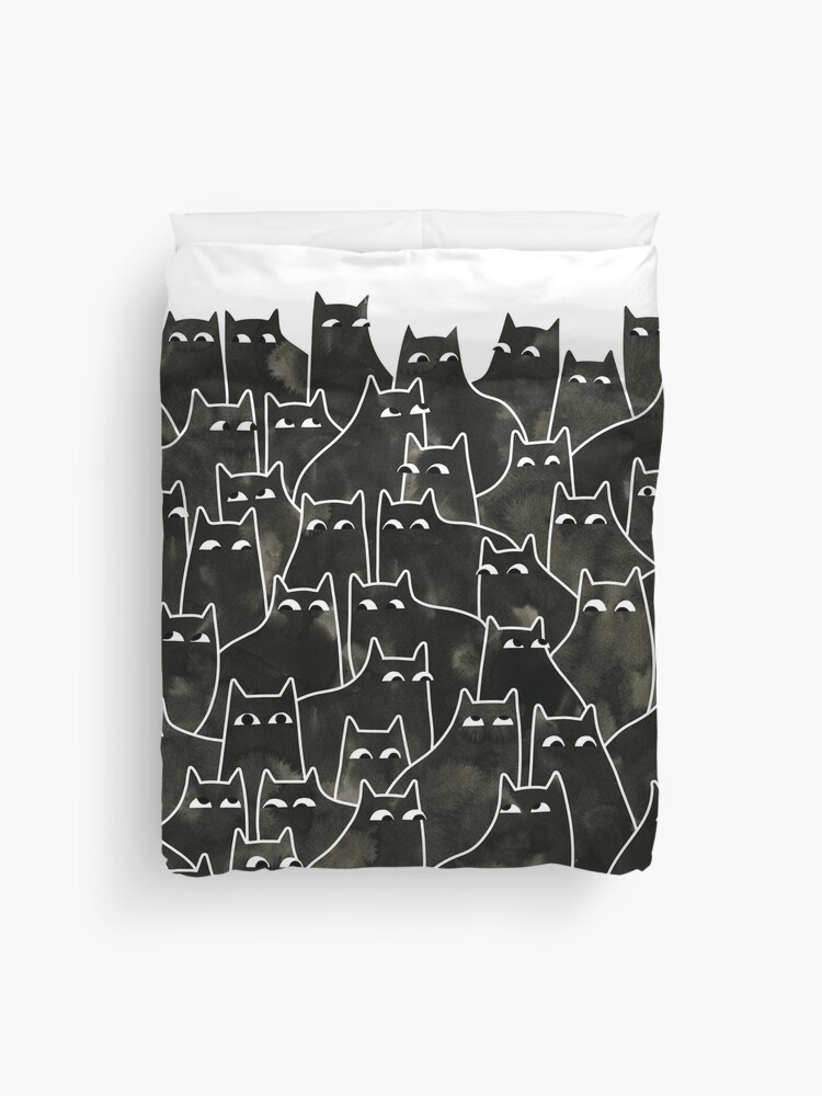 Thumbnail 1 of 2, Duvet Cover, Suspicious Cats designed and sold by littleclyde.