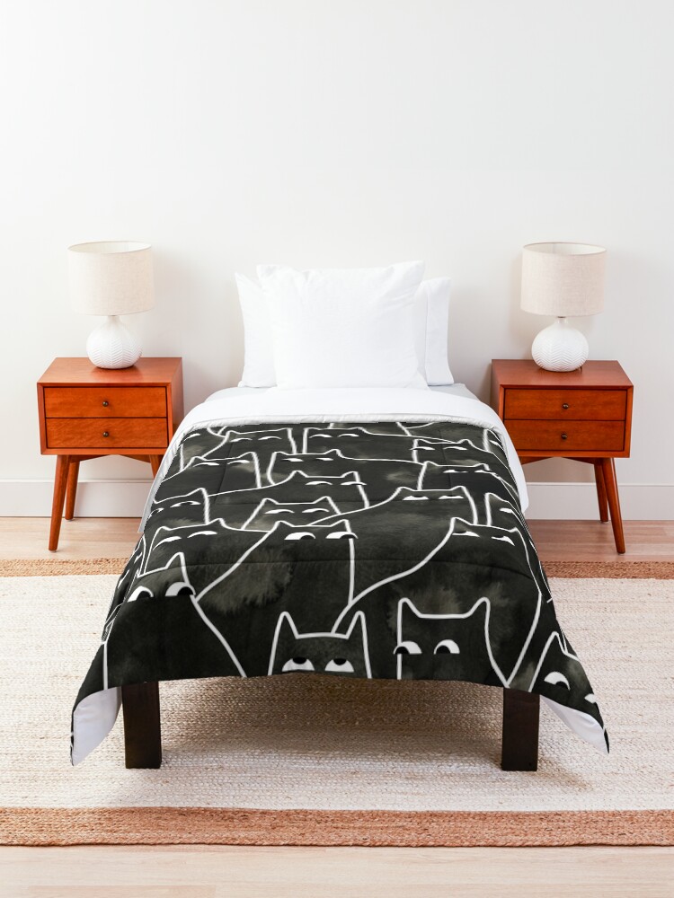 Thumbnail 3 of 6, Comforter, Suspicious Cats designed and sold by littleclyde.