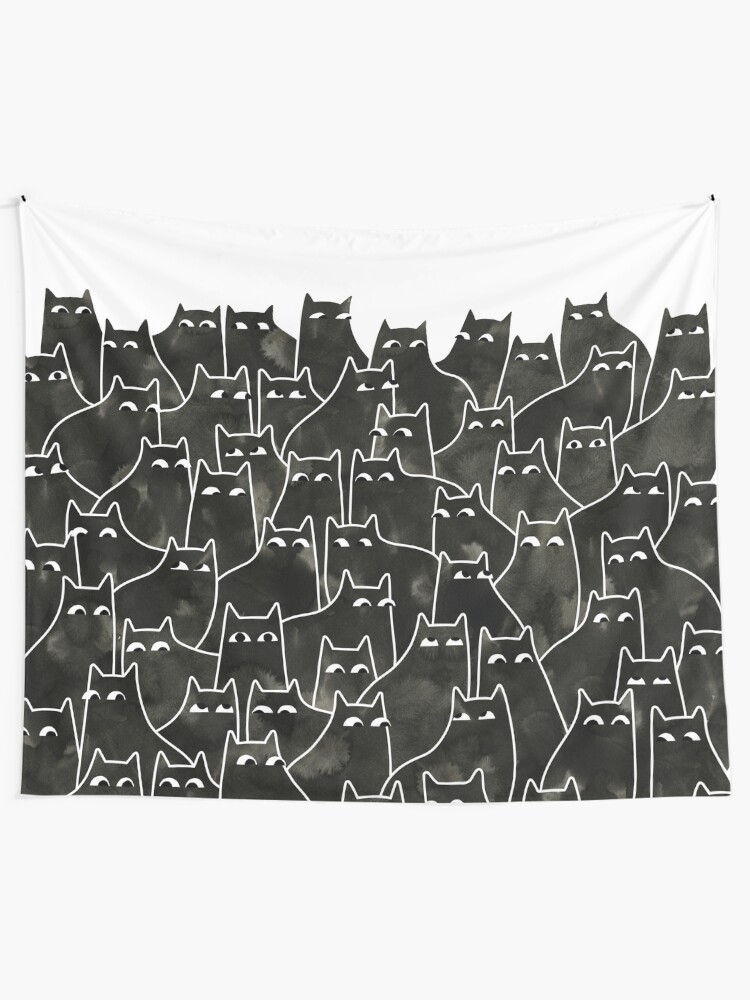 Alternate view of Suspicious Cats Tapestry