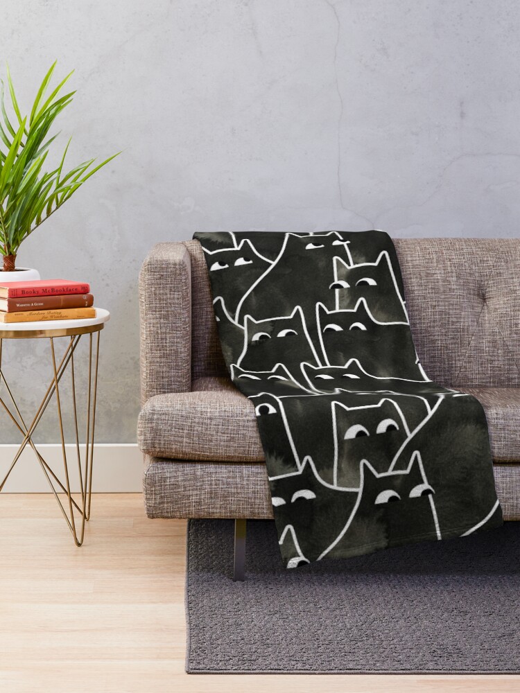 Alternate view of Suspicious Cats Throw Blanket