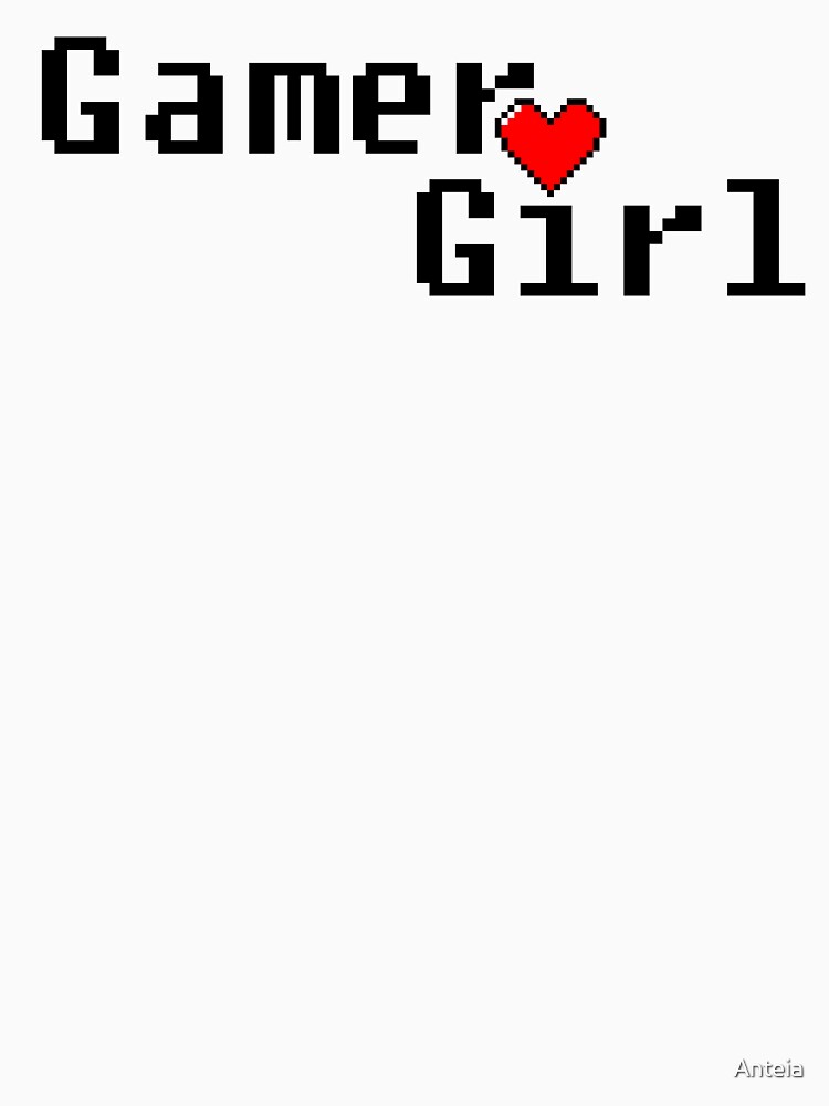 Gamer girl text pixels white by Anteia